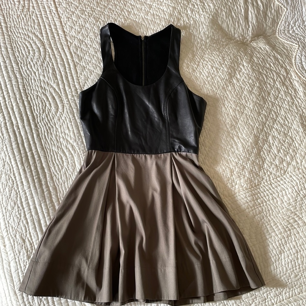 Cute Mason dress lambskin leather upper with exposed back zipper, like new!